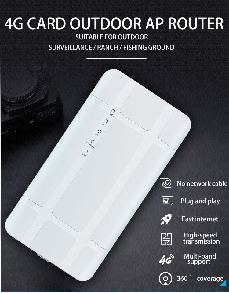 White 4G LTE outdoor CPE router with antennas, 300Mbps dual-band wireless, full netcom