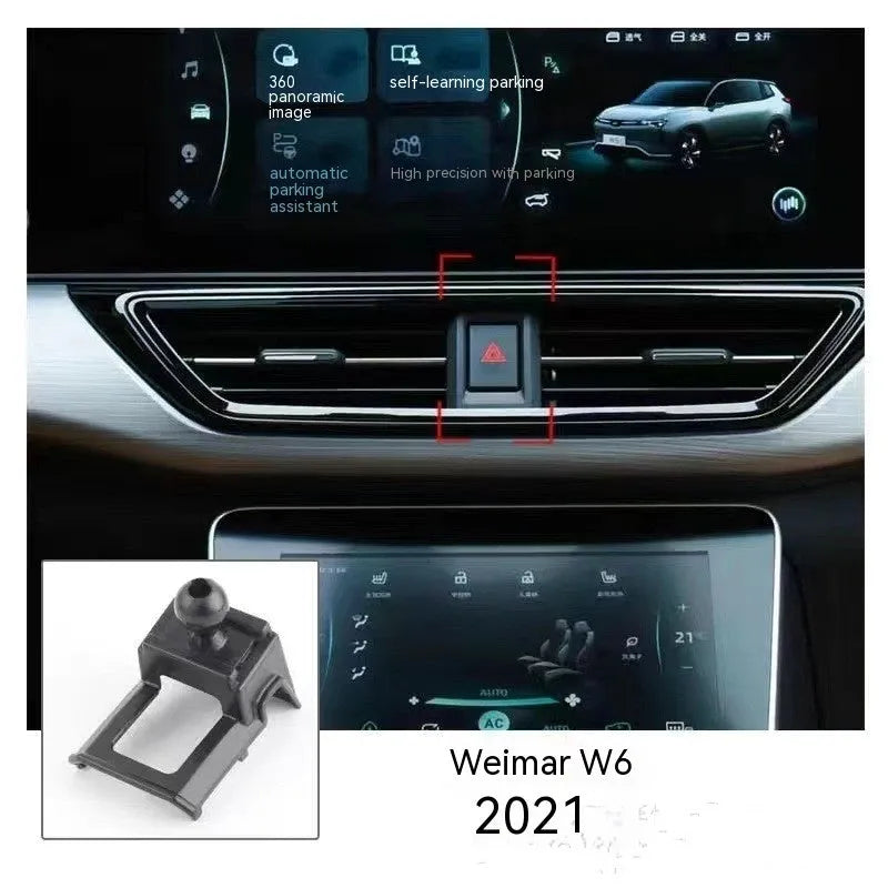 GOODWAY car mobile phone bracket mounted on dashboard with phone in 360-degree adjustable holder