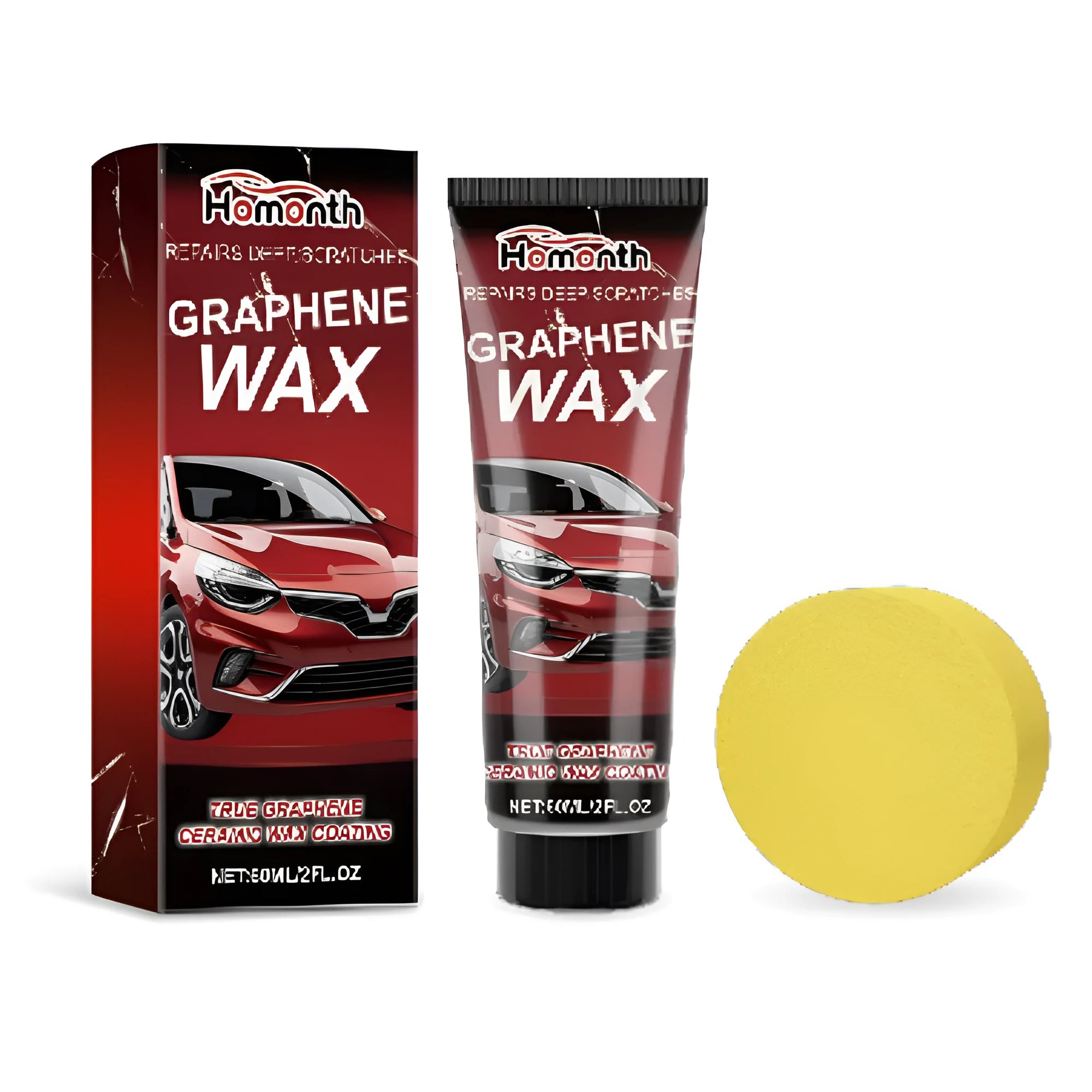 Graphene car scratch repair wax tin with application sponge for automotive paintwork