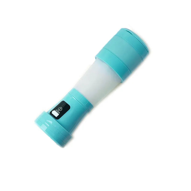 Blue portable USB rechargeable blender with 450ml cup and stainless steel blades.