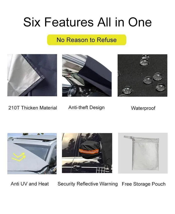 Car sunshade with silver tape material in 43x38x56 cm volume, available in two colour options