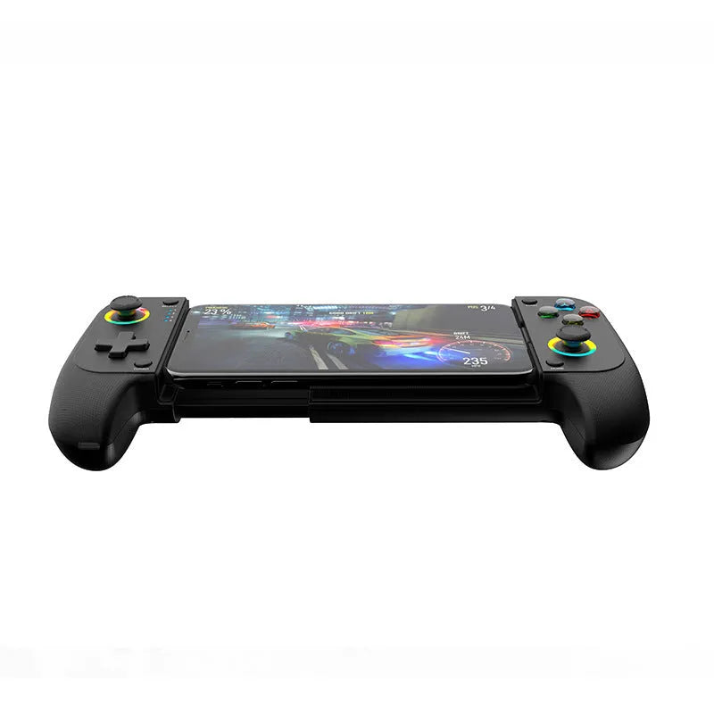 Bluetooth stretching mobile game controller in black, red and blue, or white colours