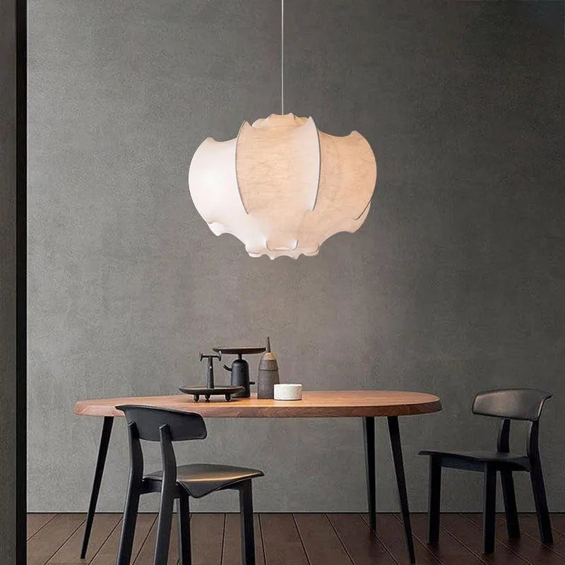 Square silk chandelier with iron frame, 40cm 50cm 60cm sizes, E27 fitting, for bedroom dining room