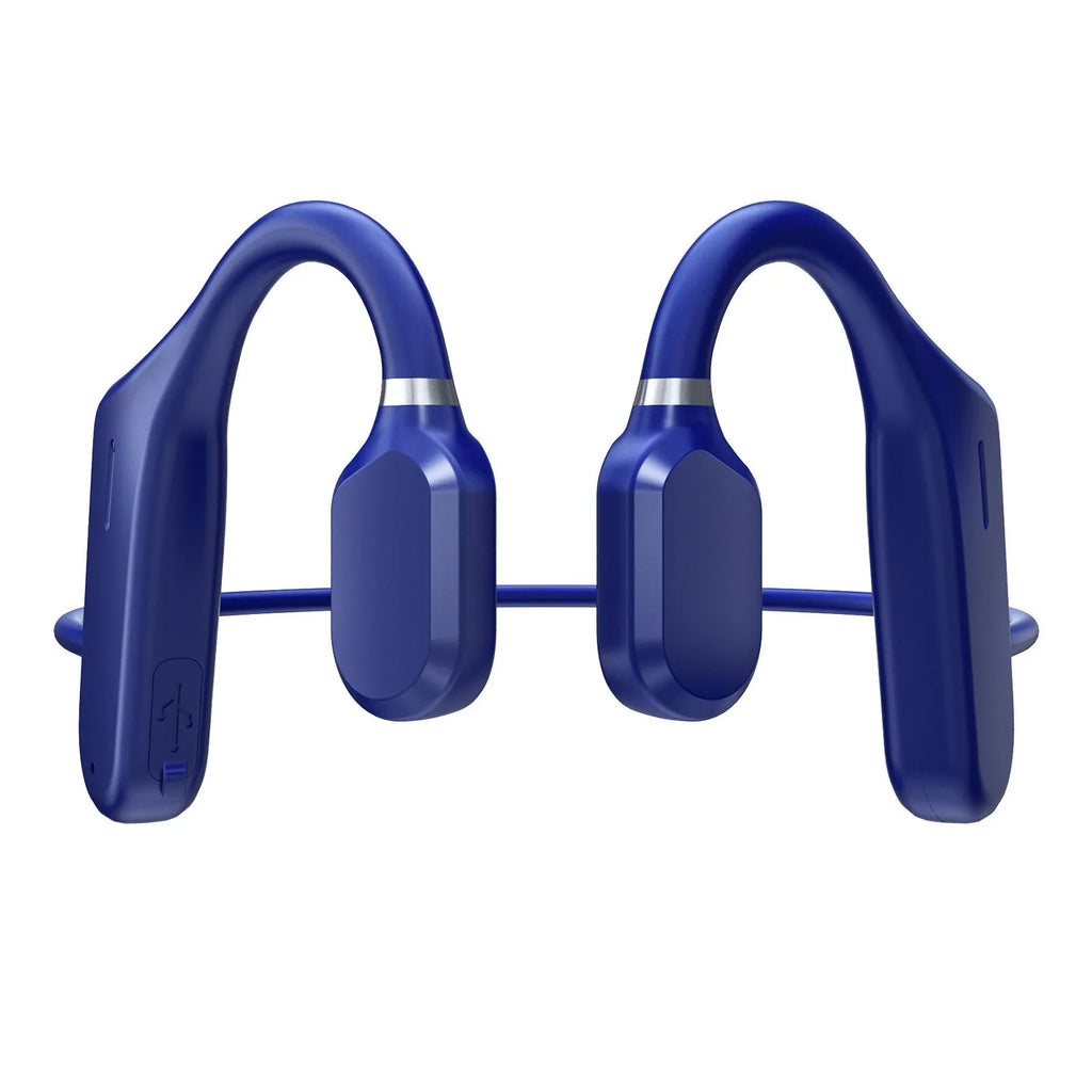 Bone conduction wireless Bluetooth headset in black hanging ear style with open ear design