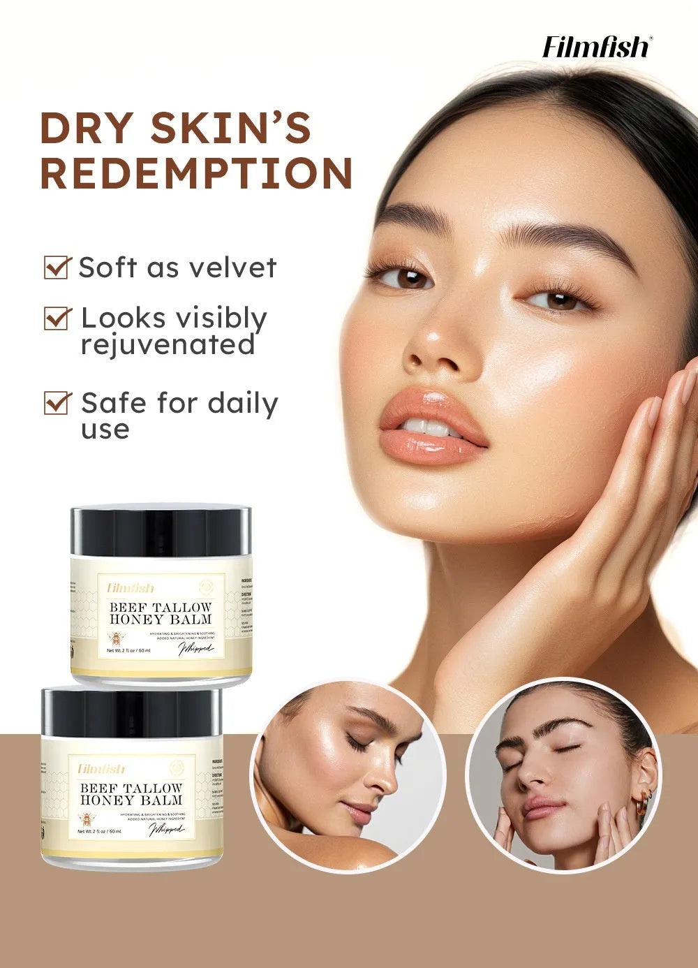 Honey moisturiser body cream with 60ml net content in standard packaging