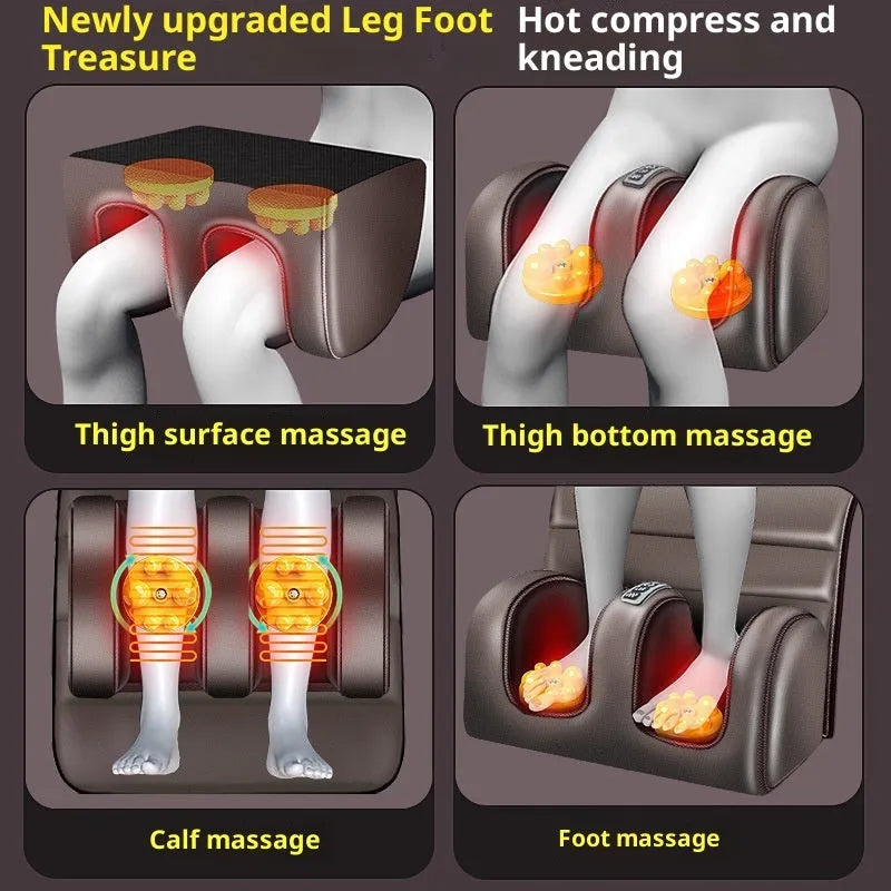 Full body automatic massager with diamond-pattern artificial leather mattress and handheld wired control