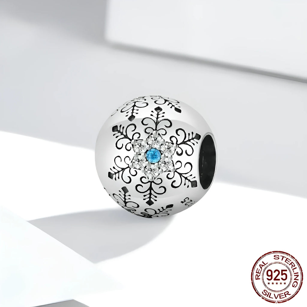 Snowflake DIY bead in 925 silver, scattered bead type, colour BSC513, for bracelet stringing