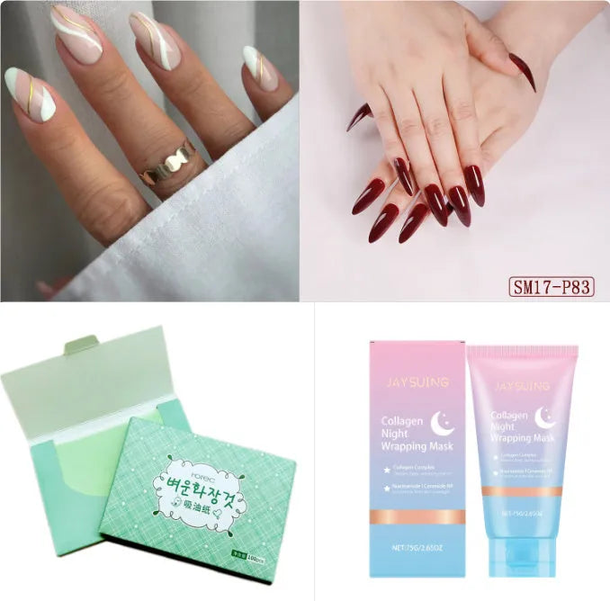 Collagen night wrapping mask set with brush tool in 75g packaging for overnight facial treatment