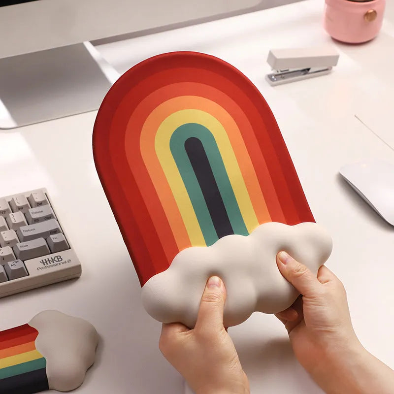 Silica gel wrist rest mouse pad and keyboard support set with cloud pattern in silicone material
