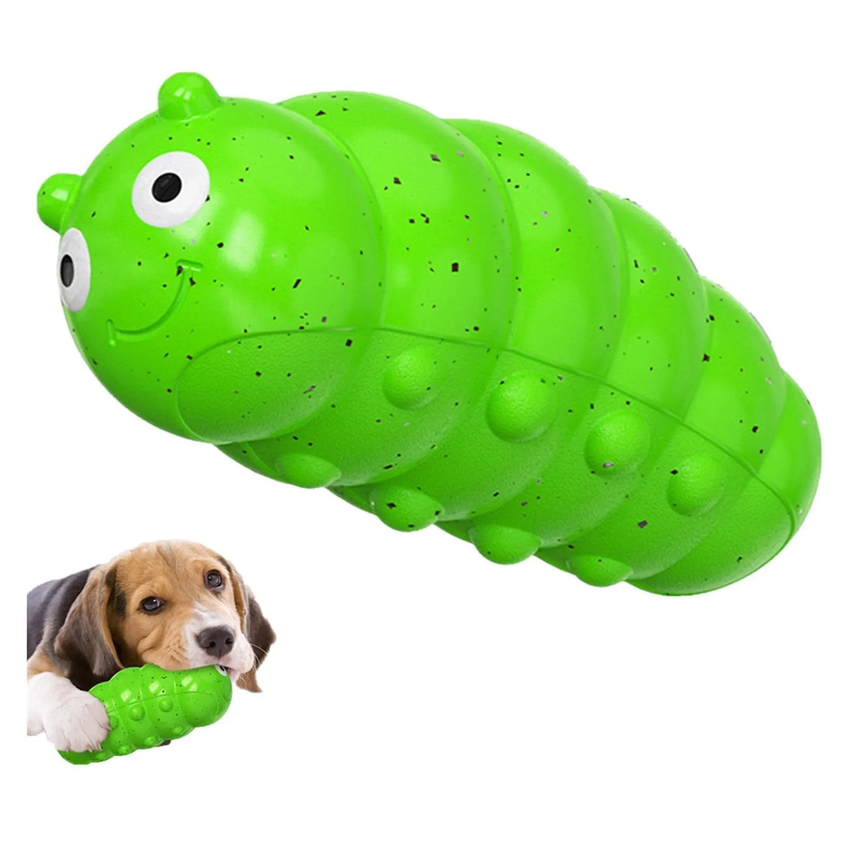 Medium squeaky dog chew toy for aggressive chewers, food grade material, available in green or yellow