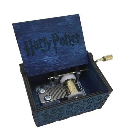 Handmade pine wooden music box, 6.4 x 5.2 x 4.2 cm, carved themed home decoration with inkjet pattern