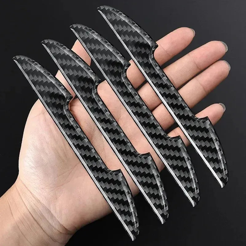 Black carbon fibre texture car door collision strips for universal vehicle protection