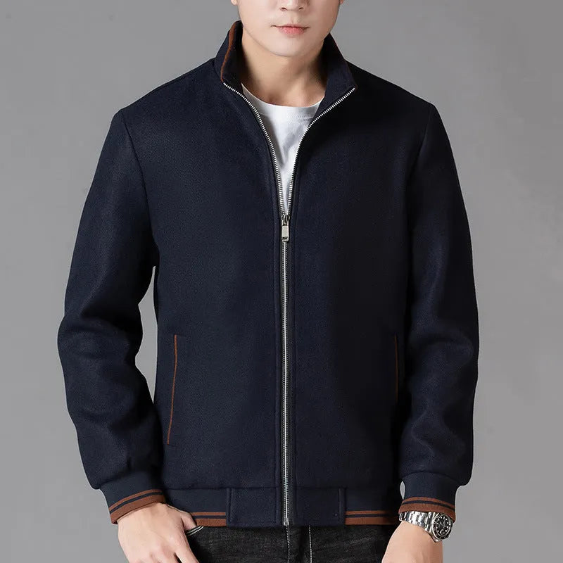 Men's grey sports-style fleece coat with long sleeves and a stick pocket