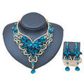 Exaggerated bride necklace and earrings set in alloy with diamond-cut finish, available in multiple colours
