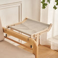 Cat hanging bed with wooden frame in grey powder colour, size 470x395x215mm