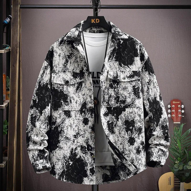 Casual long-sleeve lapel shirt coat in a blue colour with a straight hem.