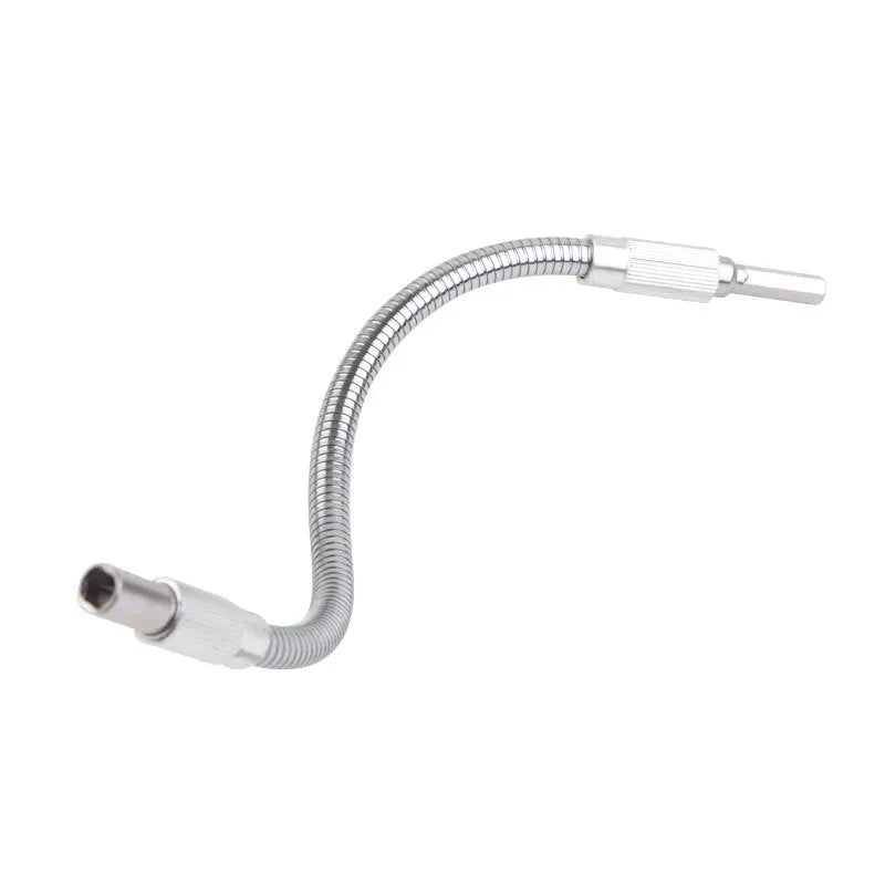 Silver metal flexible shaft extension for cordless drill with 6.35mm shank