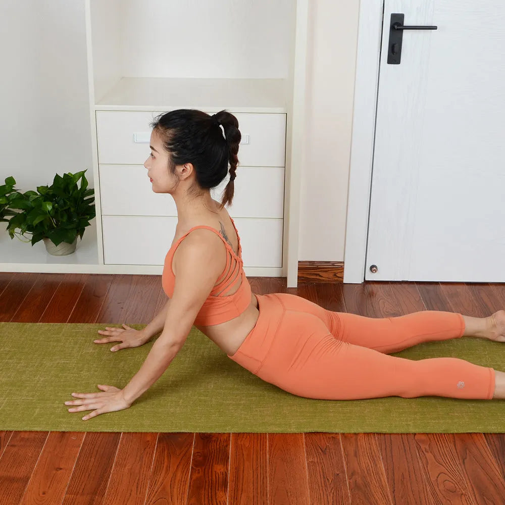 Anti-slip sports yoga mat in black, blue, purple, wine red or yellow, PVC and linen, 183 x 61 x 0.5 cm