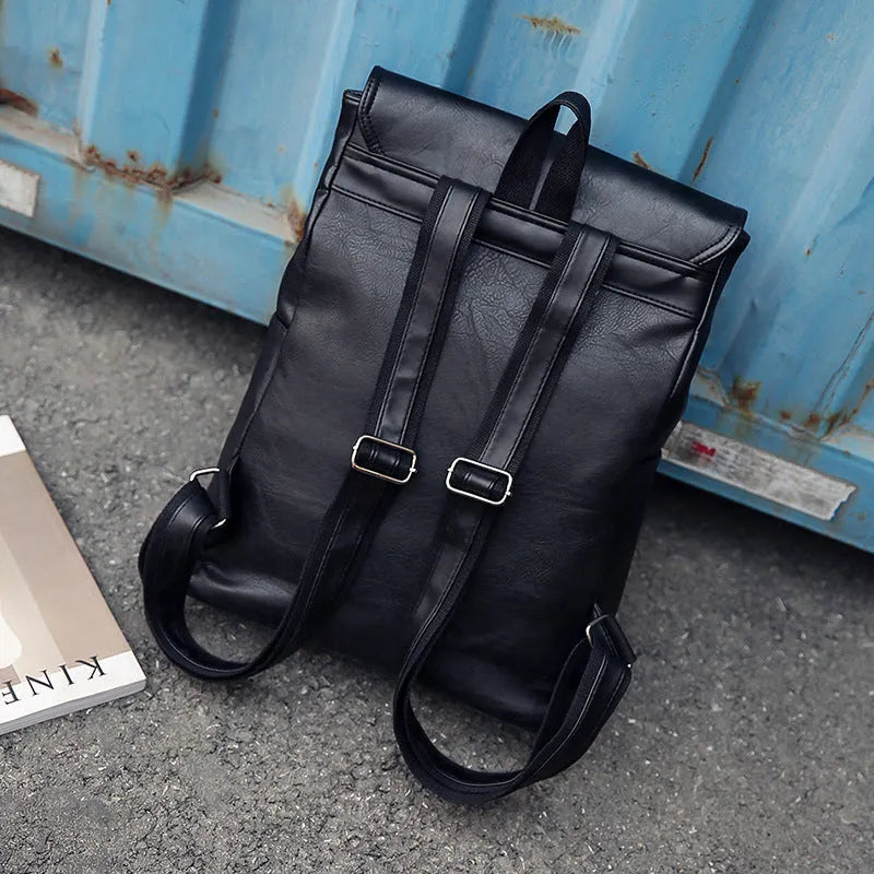 Gray leather retro backpack for men, laptop computer backpack with new fashion colour design
