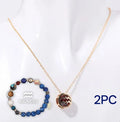Natural stone beaded necklace and matching bracelet set showing gemstone beads strung together