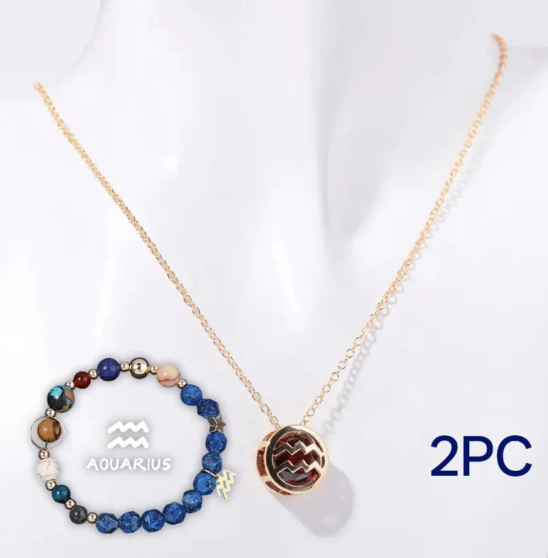 Natural stone beaded necklace and matching bracelet set showing gemstone beads strung together