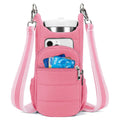 Cloth bicycle water bottle bag in modern minimalist style showing black, pink and beige colour options
