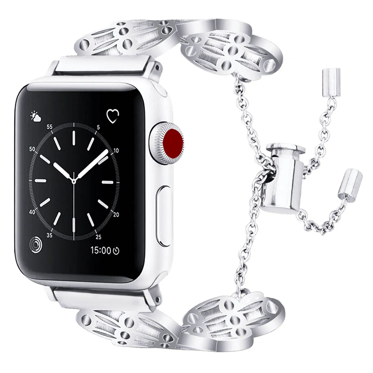 316L stainless steel butterfly flower watch strap for Apple Watch, silver colour, 42mm size