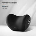 Black memory foam car headrest pillow and matching lumbar support pillow with a milk silk cover.