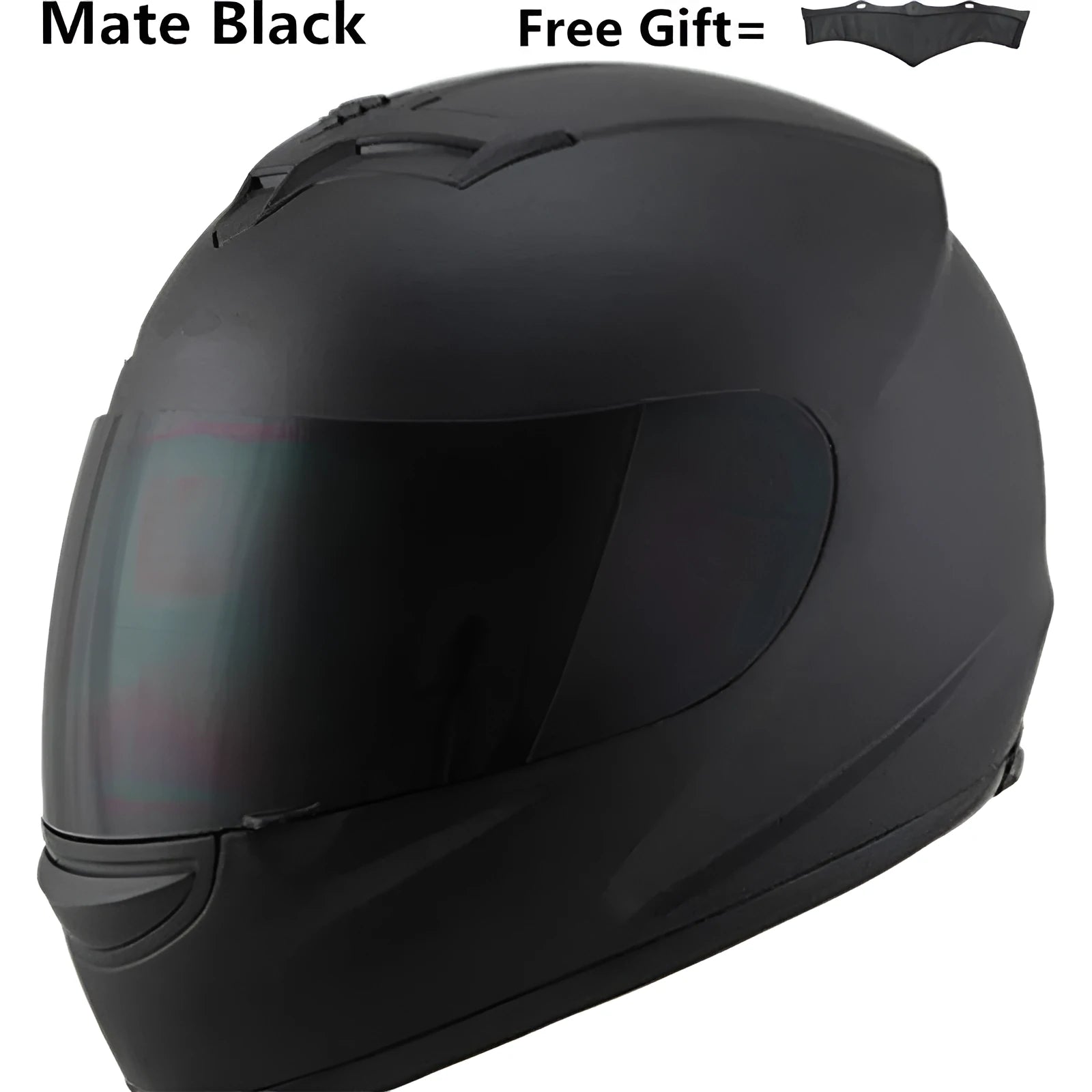 Men's full face motorcycle helmet in Black Silver with transparent visor and chin strap