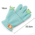 Pet hair removal silicone grooming glove for cats and dogs, pink, with elastic wrist and textured palm