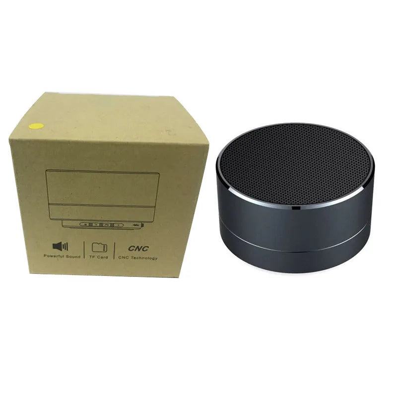 Mini Bluetooth speaker Φ71*47mm, 3W output, 40mm dual magnetic driver, available in Black, Blue, Pink, Silver.
