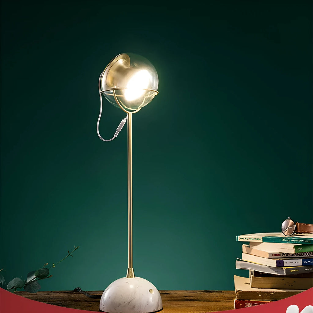 Glass lampshade desk lamp with touch dimmer control on base
