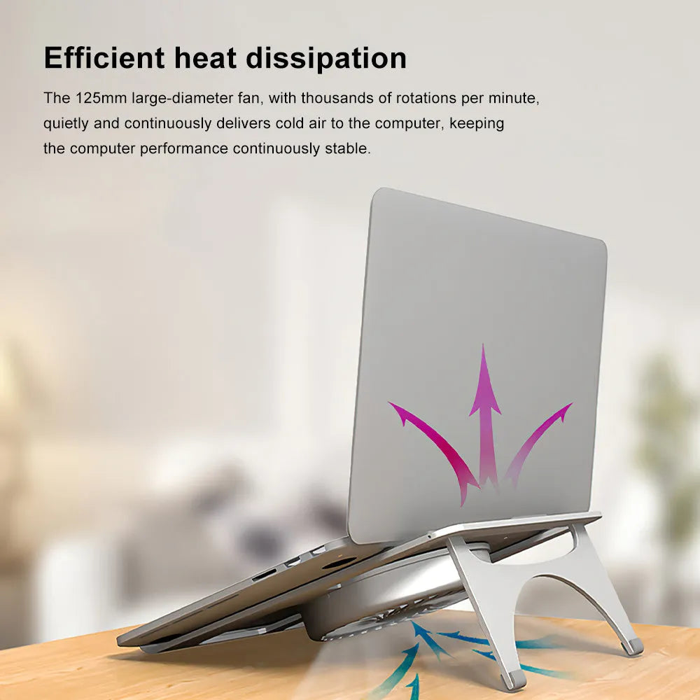 M9 silver aluminum alloy folding laptop cooling stand with foam and box packaging