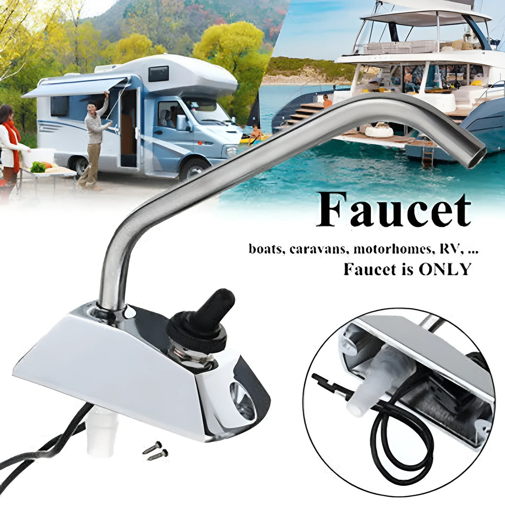 Electronic control RV faucet with 316 stainless steel construction and rotating design