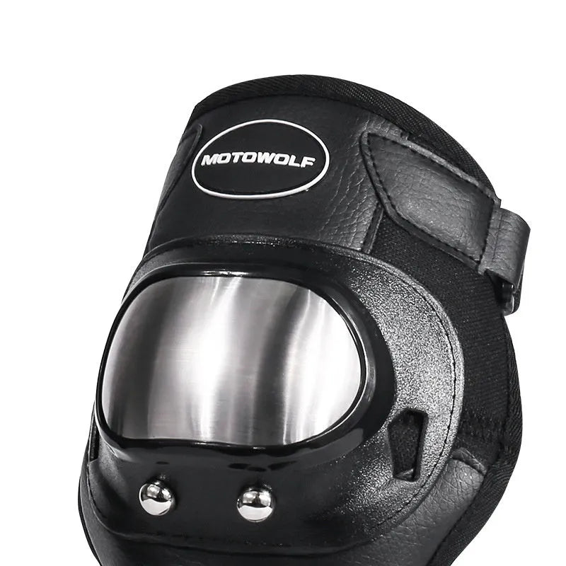 Set of off-road motorcycle knee pads and elbow pads made of stainless steel, one size, fall protector for motocross riding