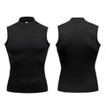Men's loose fit corduroy vest with striped pattern in black colour, showing full front view.