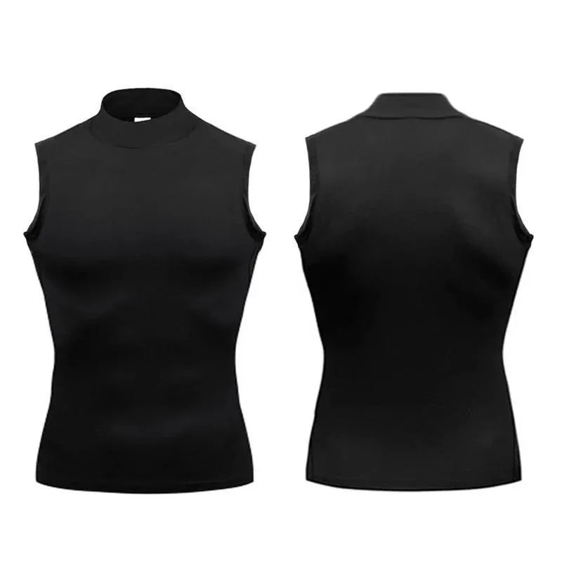 Men's loose fit corduroy vest with striped pattern in black colour, showing full front view.