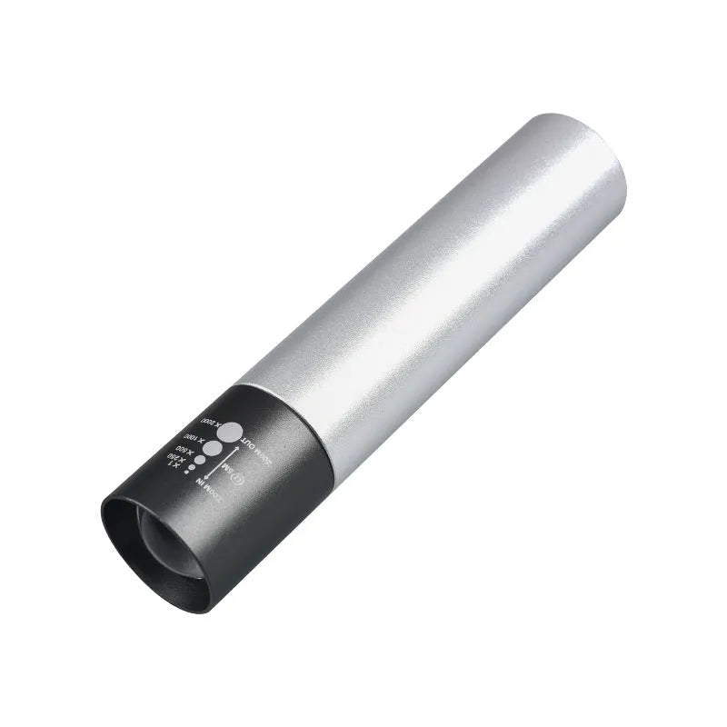 Black and silver aluminium red light therapy mosquito repellent lamp with charging cable