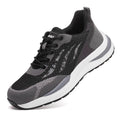 Men's black grey electrician safety shoes with low-top design and lace-up closure