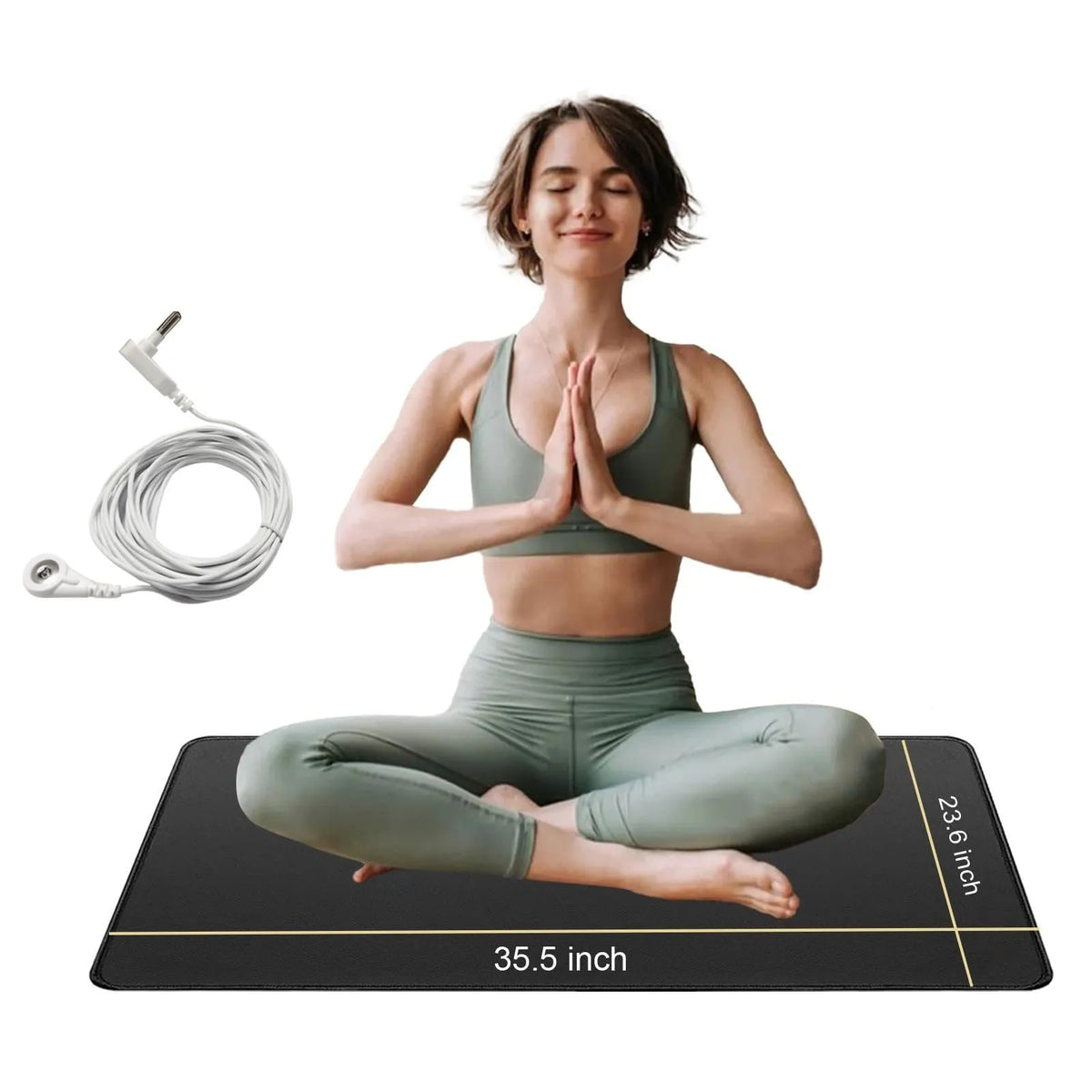 Black 40x60cm grounding conductive leather yoga mat with conductive PU surface and EU plug option