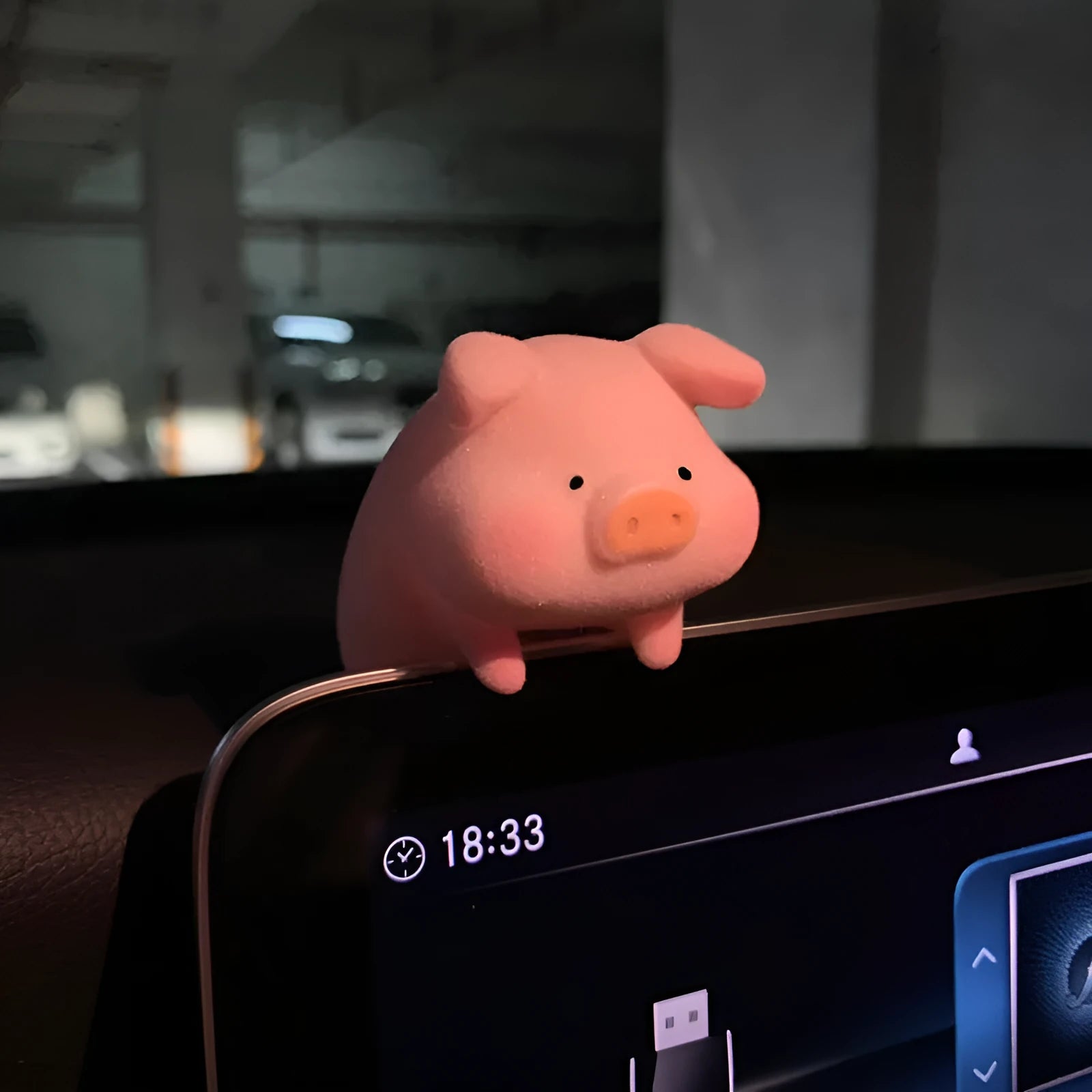 Cute cartoon pig resin figurine car dashboard ornament in one of eight available styles.