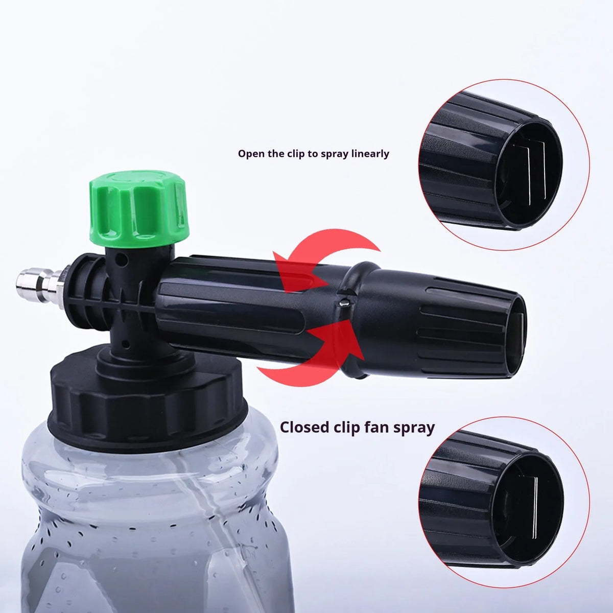 Small green bubble watering can for car wash with ABS gun head and handle, 13x10x17cm