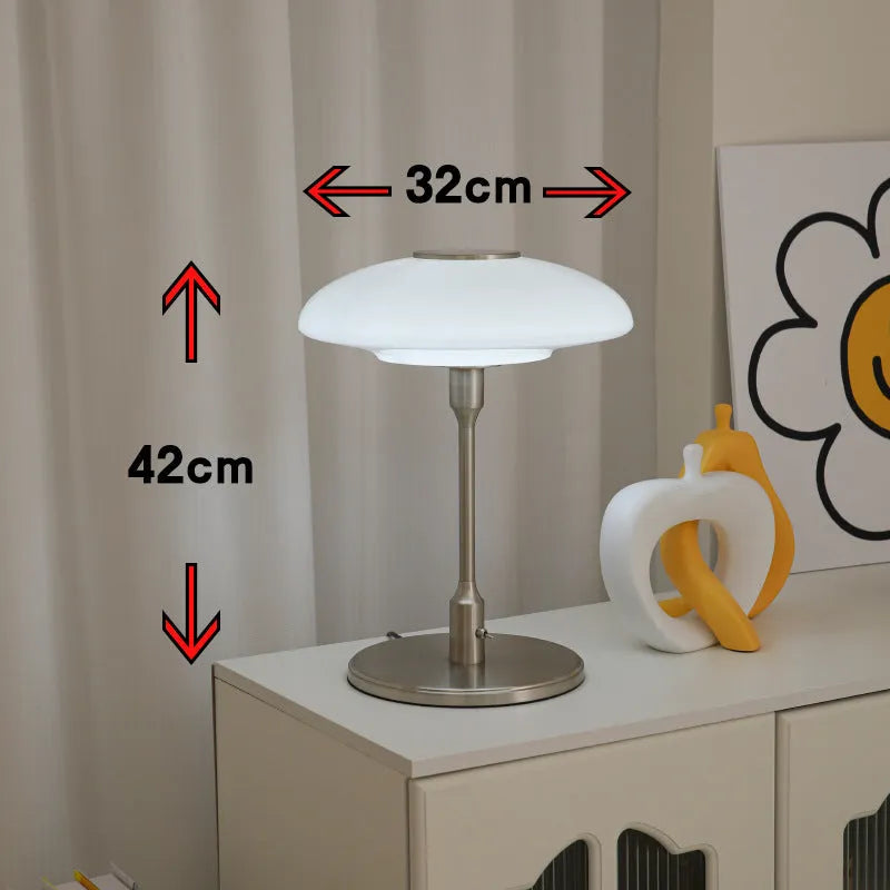 Vintage Korean style bedside ambient light with a nickel-plated metal lamp holder.