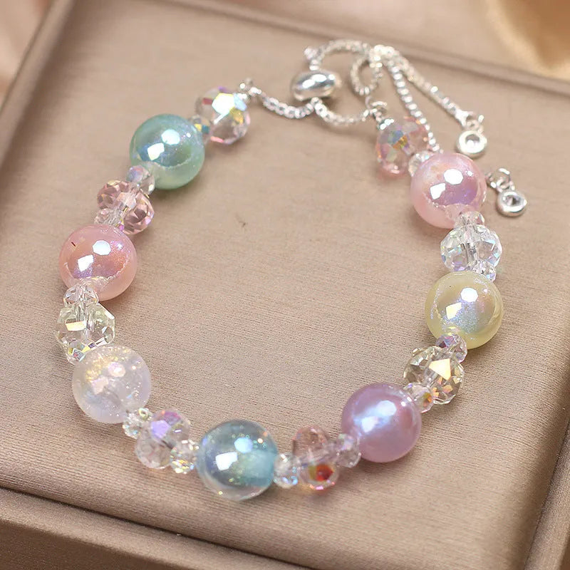 New dream candy colour luminous crystal bracelet for women, electroplated agate, ethnic style