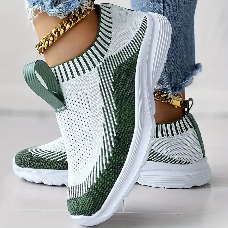 Women's casual sports shoes mesh upper solid colour lace-up trainers black green orange purple sizes 36-43