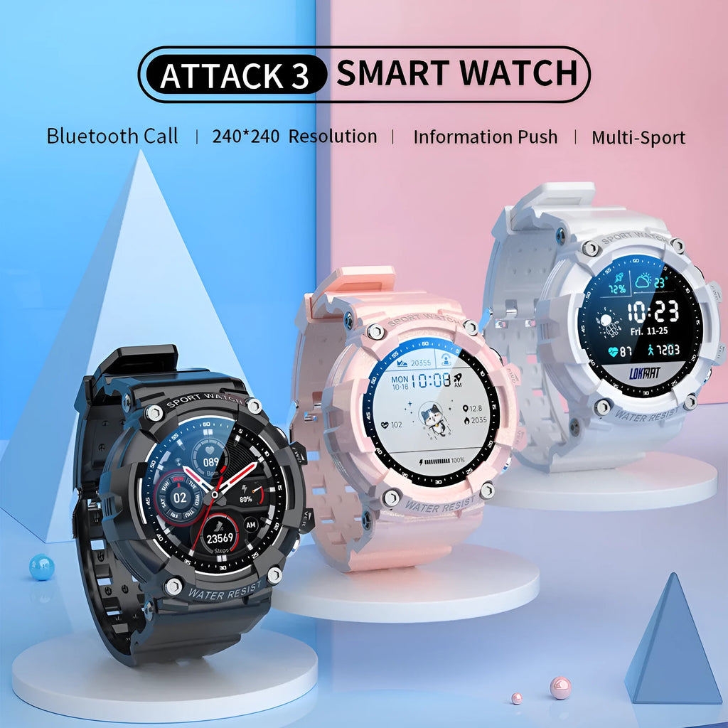 ATTACK 3 IP67 waterproof smart Bluetooth sports watch with round colour screen