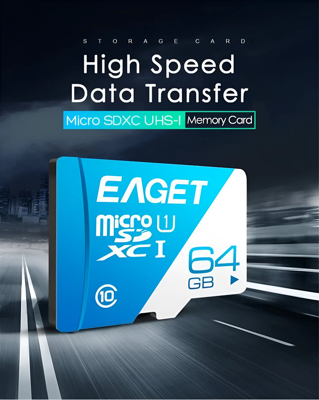 EAGET T1 Micro SD Card 64GB TF card Class 10 UHS-I flash memory