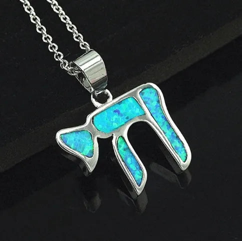 Silver filled blue opal sea turtle pendant necklace with vintage finish