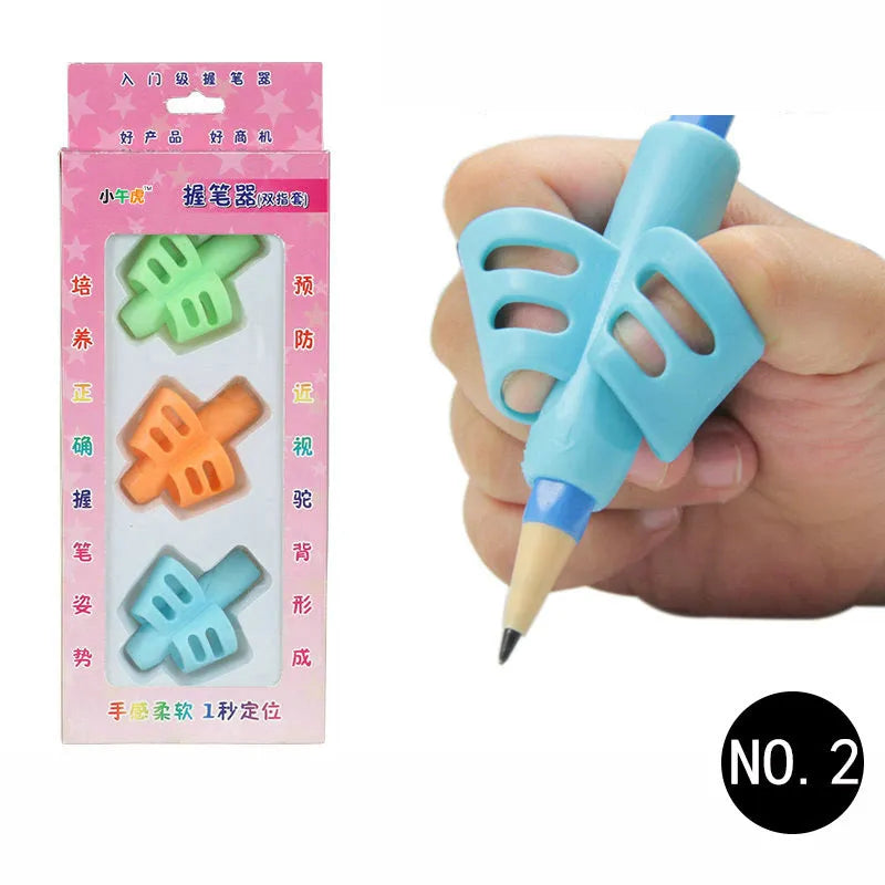 Cartoon design children's pen case for correcting writing posture made from soft rubber