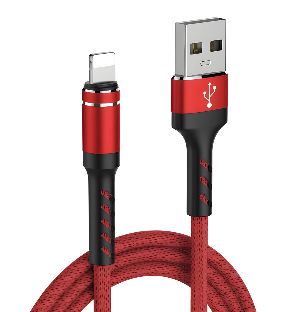 1m nylon braided aluminium alloy USB charging cable compatible with Apple iPhone and iPad in black